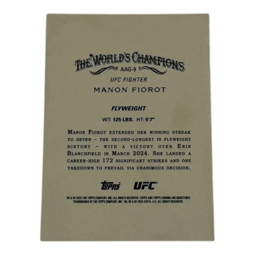 2025 Topps‎ Allen & Ginter Chrome UFC Manon Fiorot AAG-9 Flyweight Card